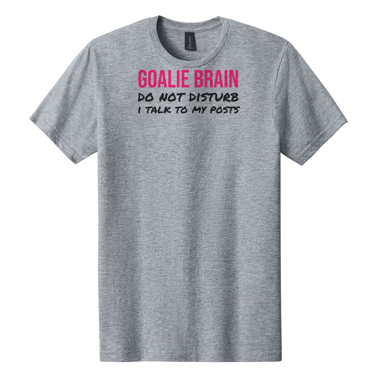 Goalie Brain Do Not Disturb hockey tee in Ring Spun Sport Grey