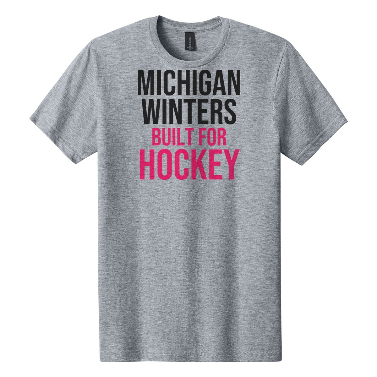 Michigan Winters Built For Hockey hockey tee in Ring Spun Sport Grey