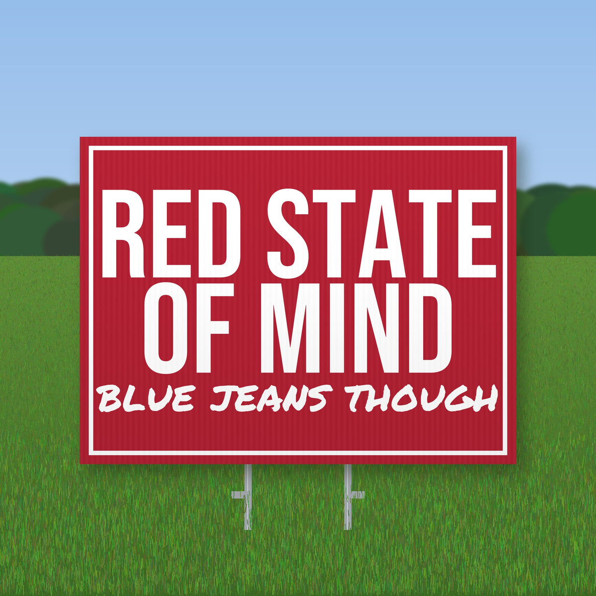 Red State Of Mind Yard Sign mockup with wire stake