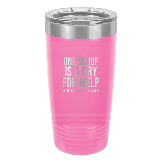 Sundae Is A Lifestyle laser etched 20 oz Polar Camel ringneck tumbler in Pink