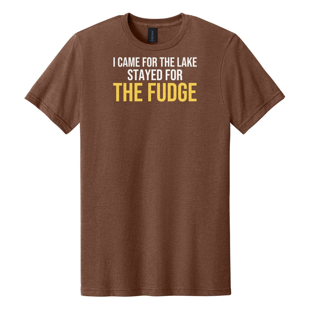 Stayed For The Fudge tee on Gildan Softstyle CVC 64000CVC in Cocoa Mist