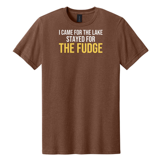 Stayed For The Fudge tee on Gildan Softstyle CVC 64000CVC in Cocoa Mist