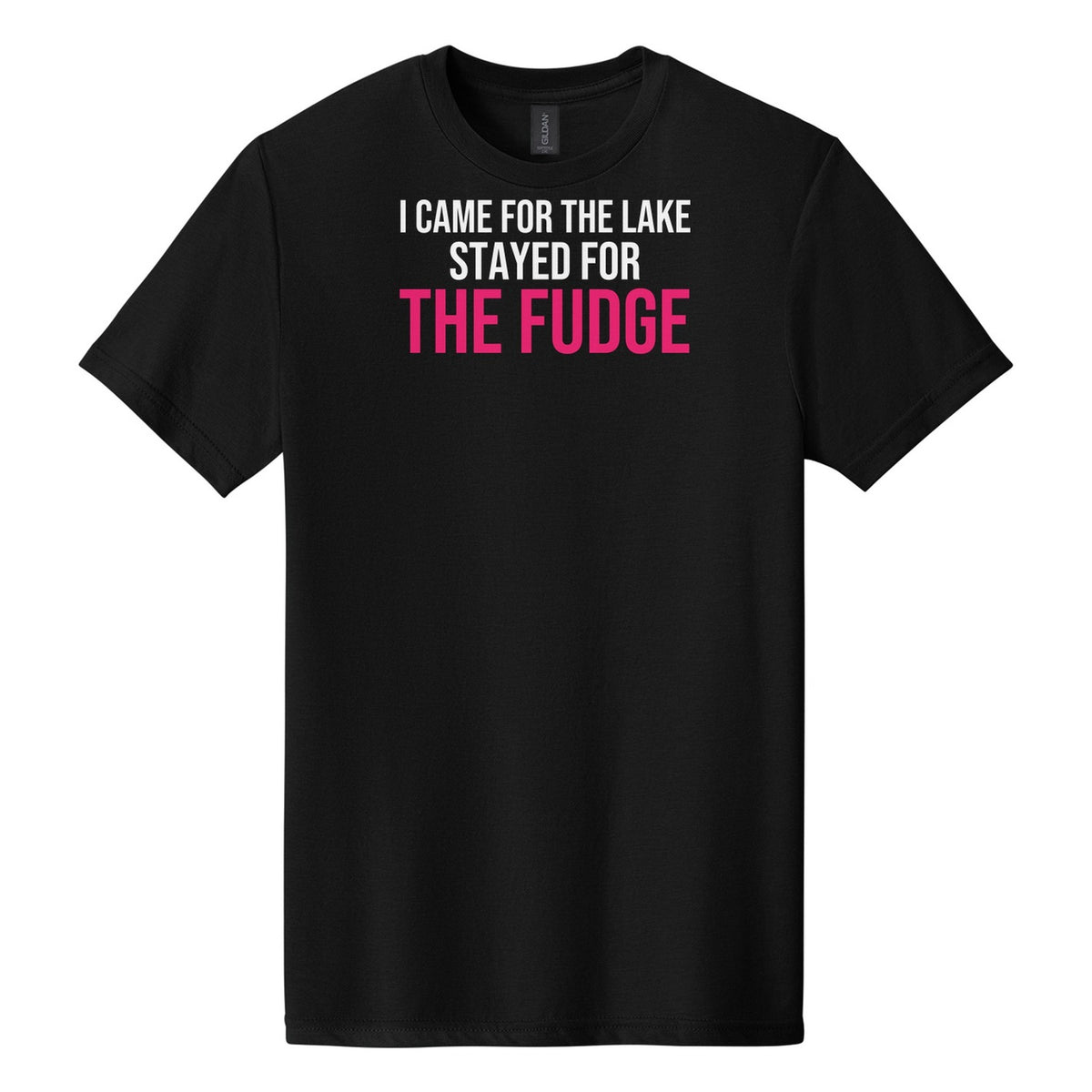 Stayed For The Fudge tee on Gildan Softstyle CVC 64000CVC in Pitch Black