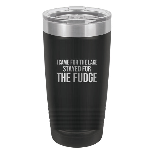 Stayed For The Fudge laser etched 20 oz Polar Camel ringneck tumbler in Black