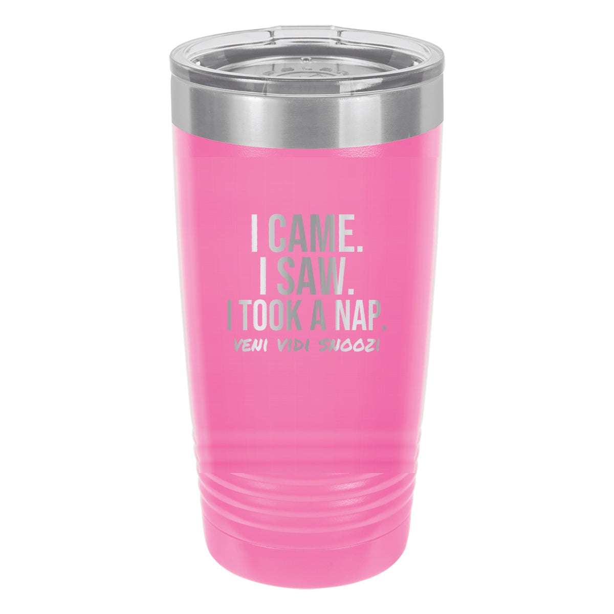 I Came I Saw I Took A Nap laser etched 20 oz Polar Camel ringneck tumbler in Pink