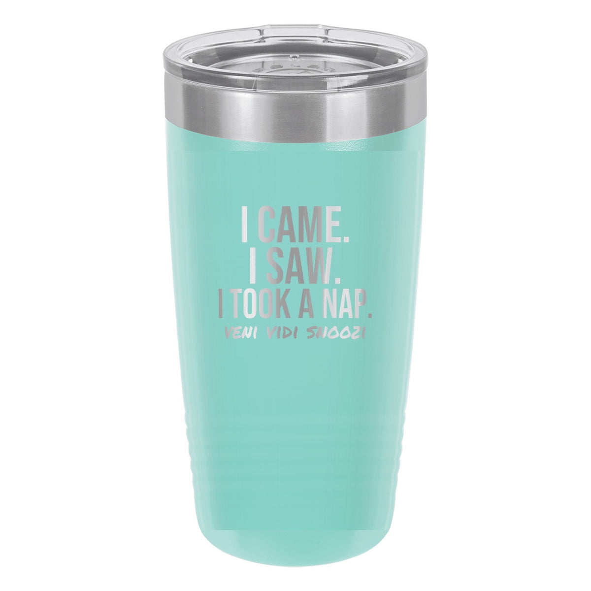 I Came I Saw I Took A Nap laser etched 20 oz Polar Camel ringneck tumbler in Teal