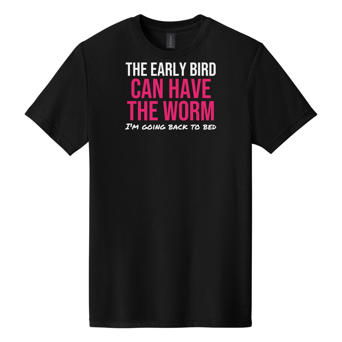 The Early Bird Can Have It tee on Gildan Softstyle CVC 64000CVC in Pitch Black