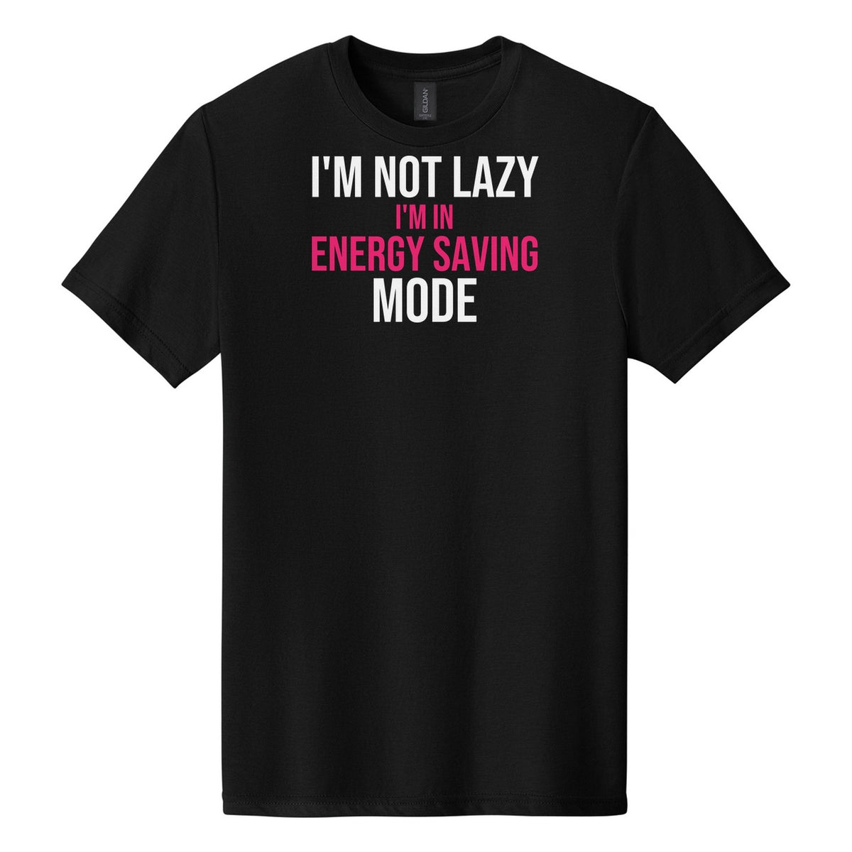 Energy Saving Mode tee on Gildan Softstyle CVC 64000CVC in Pitch Black