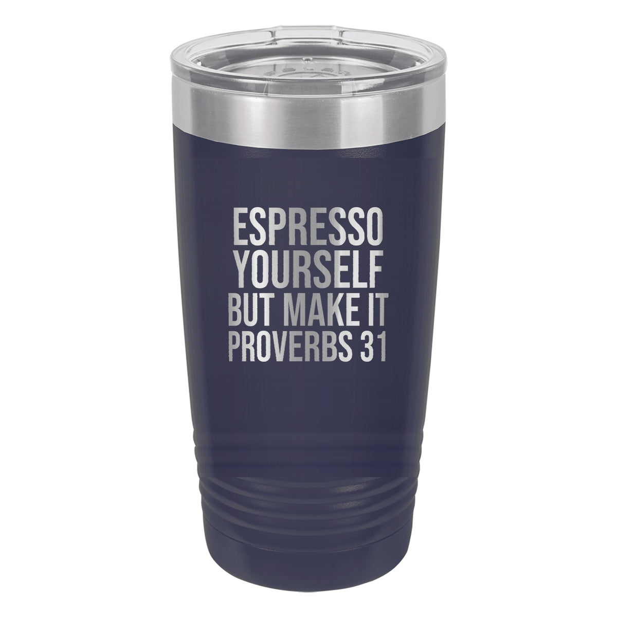 Espresso Yourself. But Make It Proverbs 31 tumbler in Navy Blue