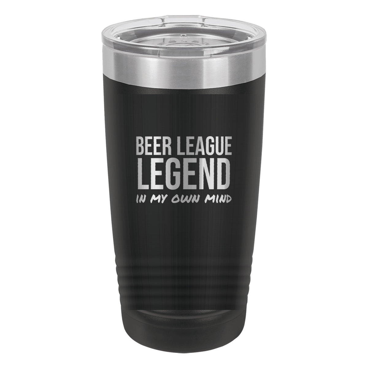 Beer League Legend hockey tumbler in Black