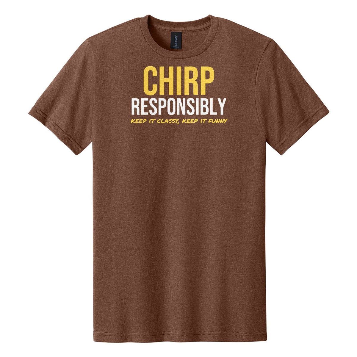 Chirp Responsibly hockey tee in Cocoa Mist