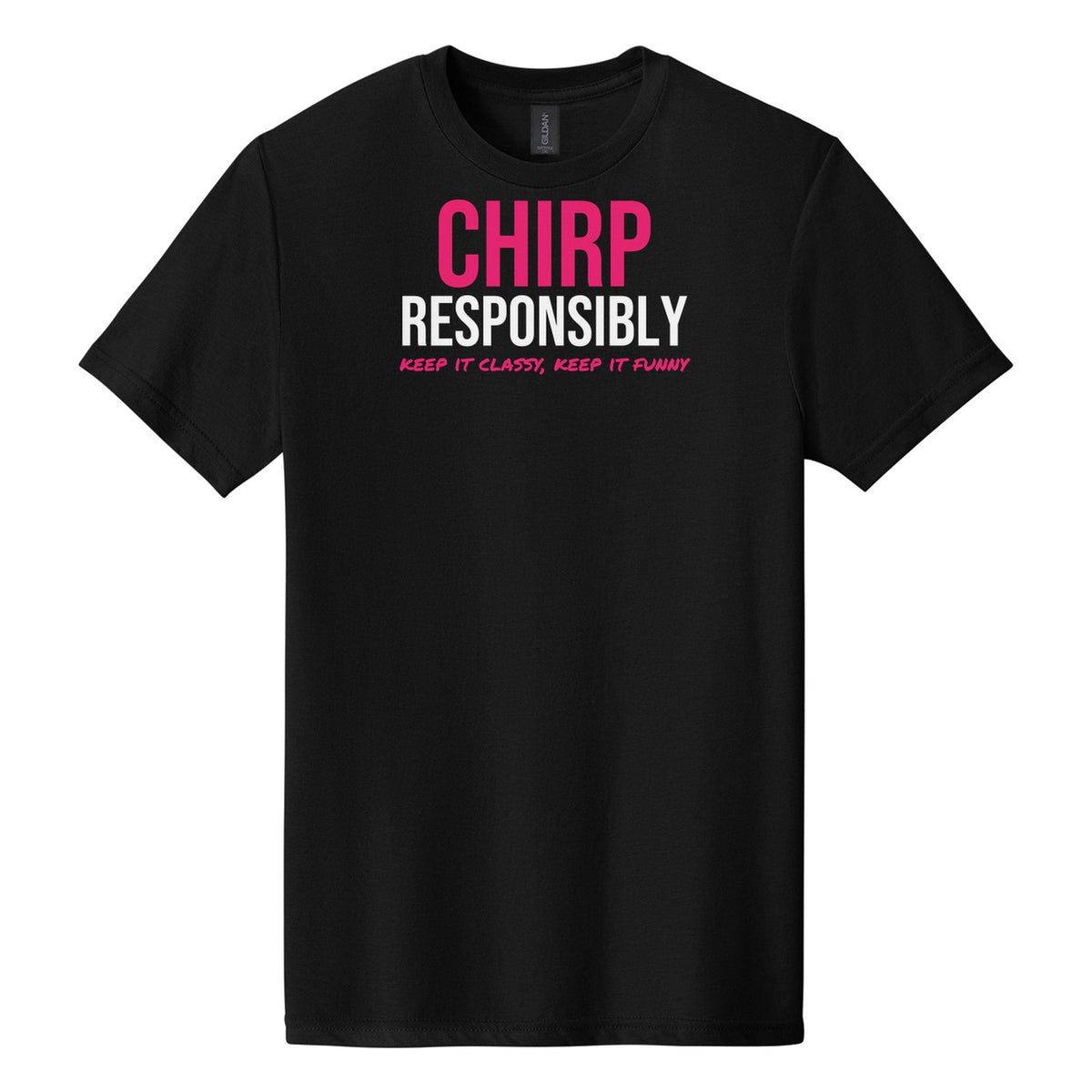Chirp Responsibly hockey tee in Pitch Black