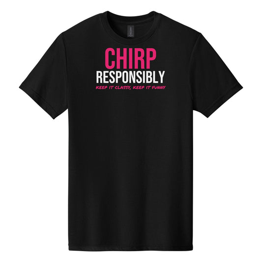 Chirp Responsibly hockey tee in Pitch Black