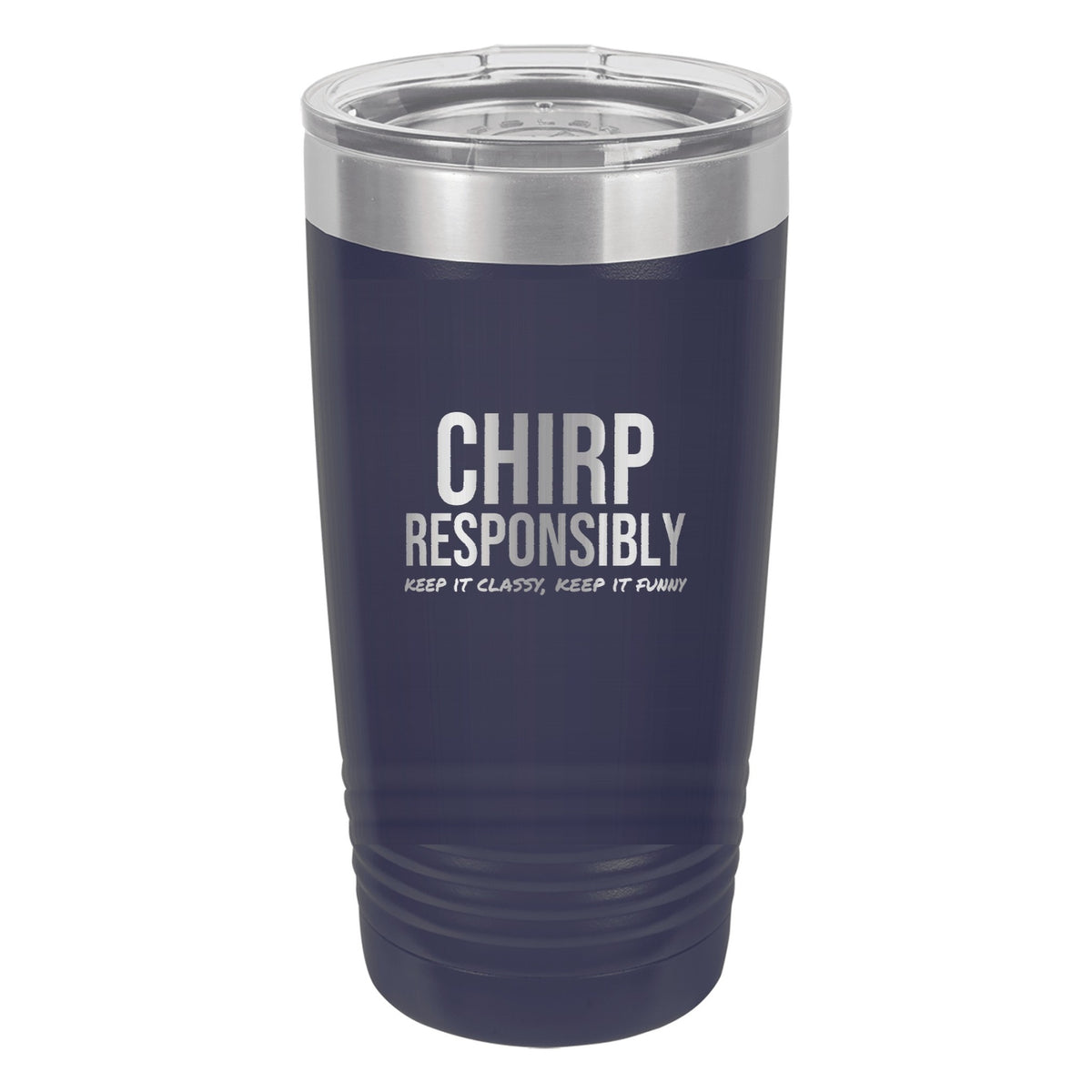 Chirp Responsibly hockey tumbler in Navy Blue