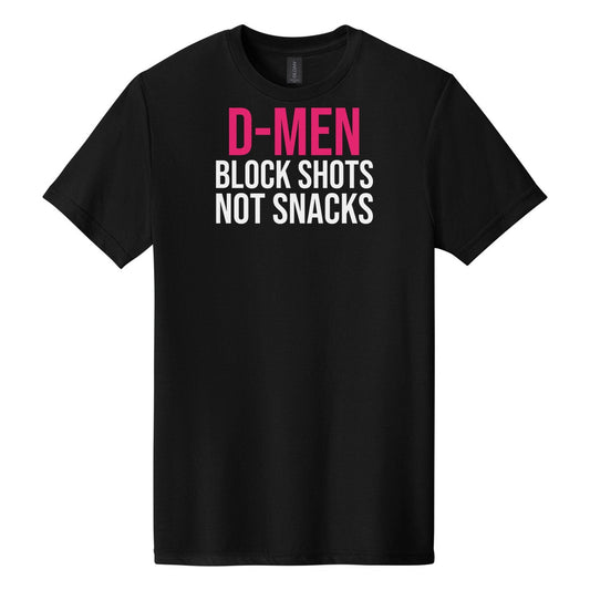D-Men Block Shots Not Snacks hockey tee in Pitch Black