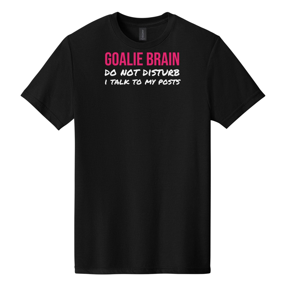 Goalie Brain Do Not Disturb hockey tee in Pitch Black