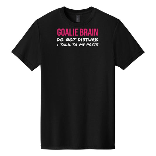 Goalie Brain Do Not Disturb hockey tee in Pitch Black