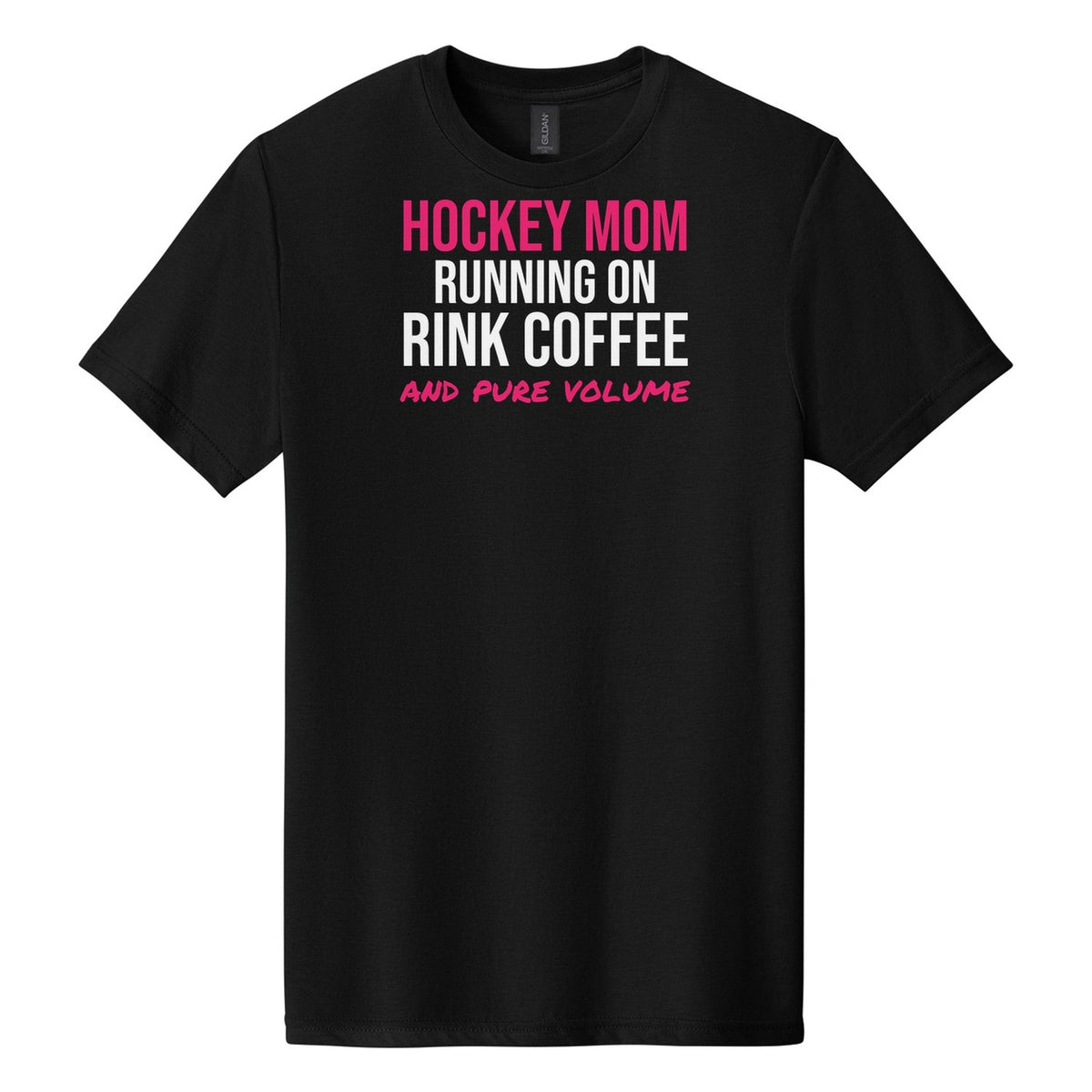 Hockey Mom Running On Rink Coffee hockey tee in Pitch Black