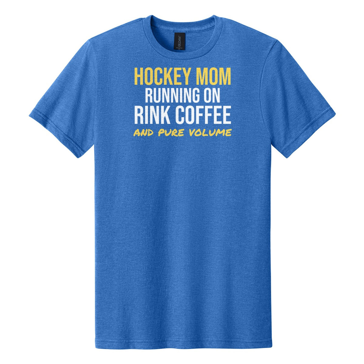 Hockey Mom Running On Rink Coffee hockey tee in Royal Mist