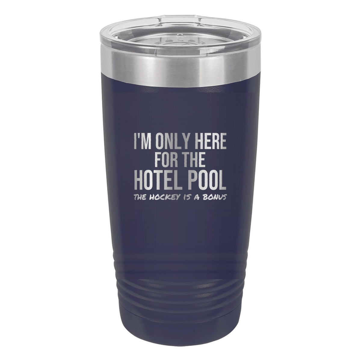 Here For The Hotel Pool hockey tumbler in Navy Blue