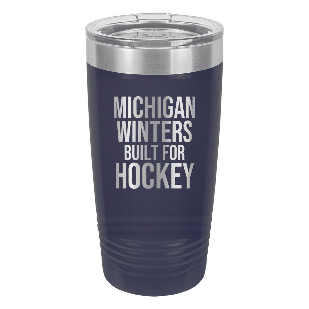 Michigan Winters Built For Hockey hockey tumbler in Navy Blue