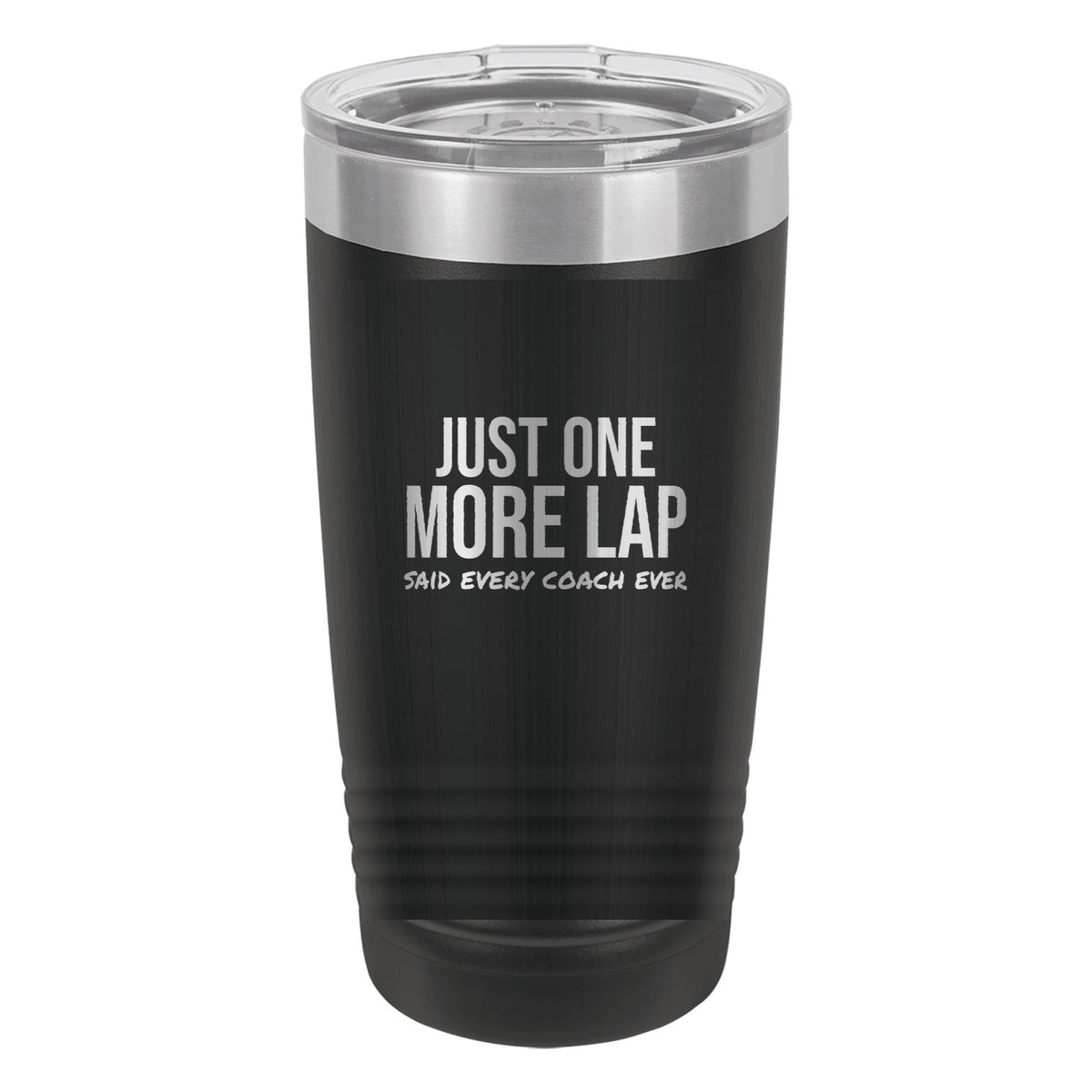 Just One More Lap hockey tumbler in Black
