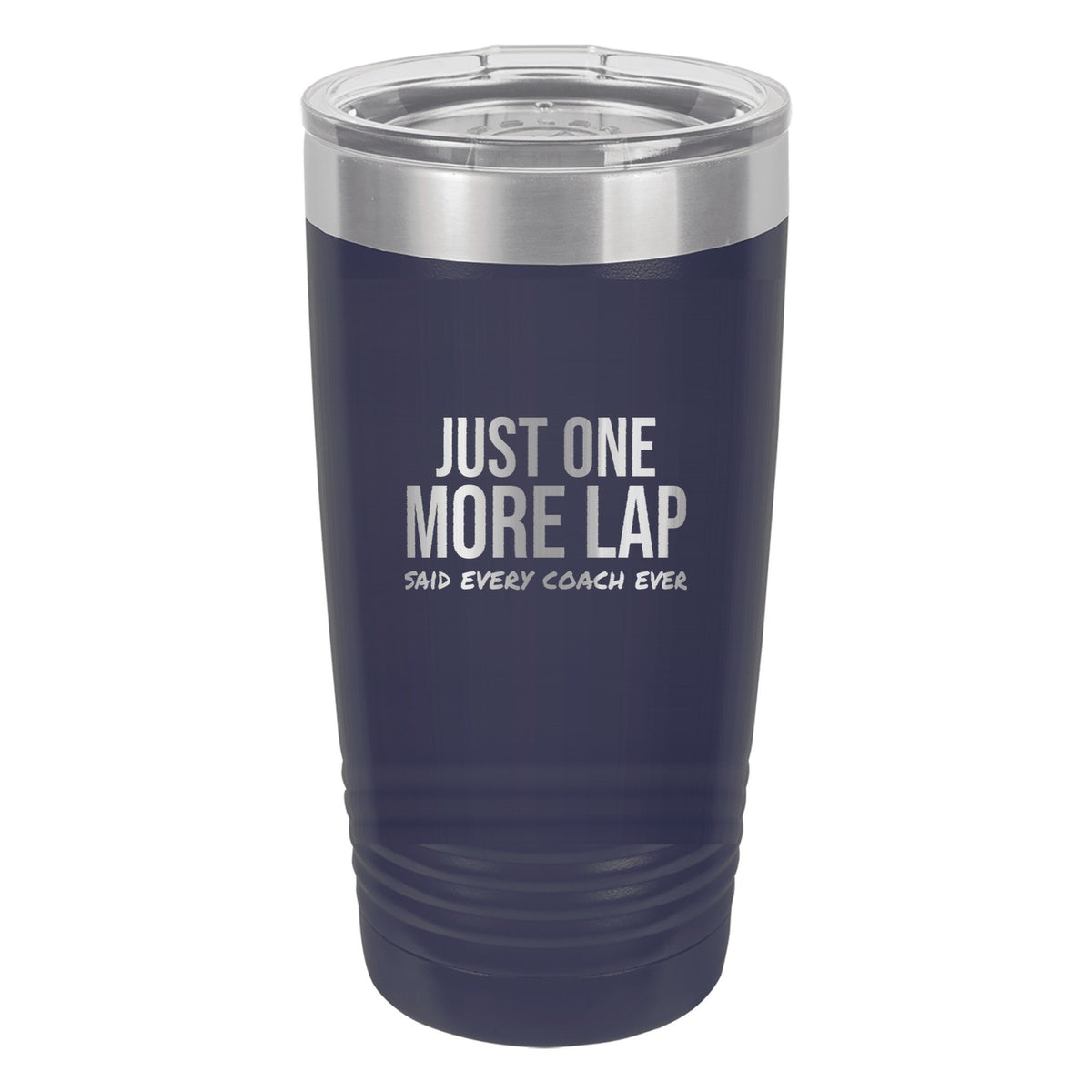 Just One More Lap hockey tumbler in Navy Blue