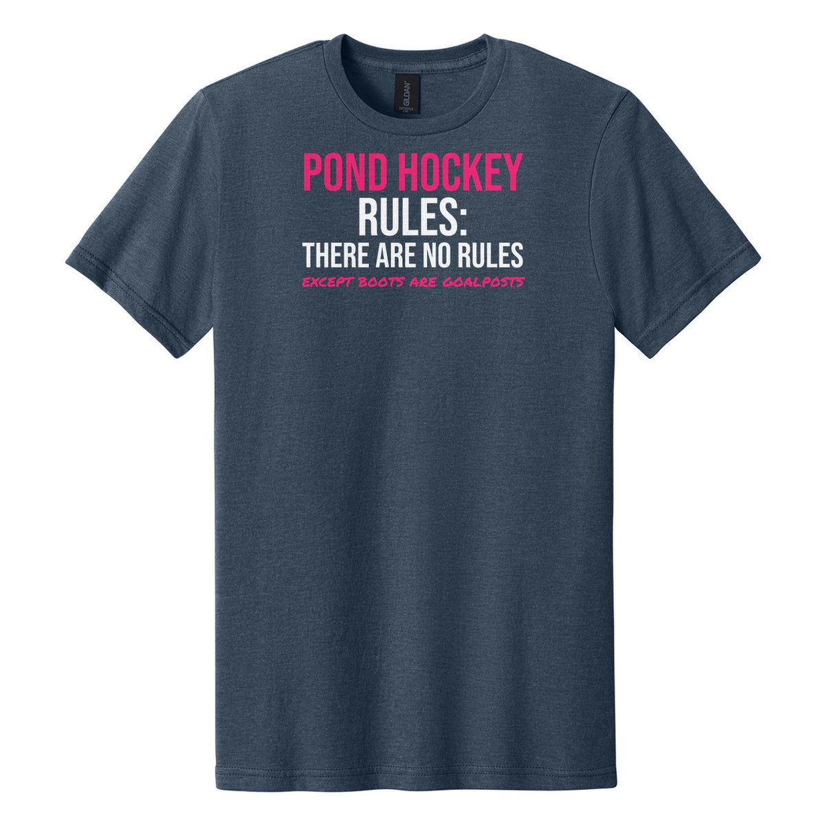 Pond Hockey Rules No Rules hockey tee in Navy Mist