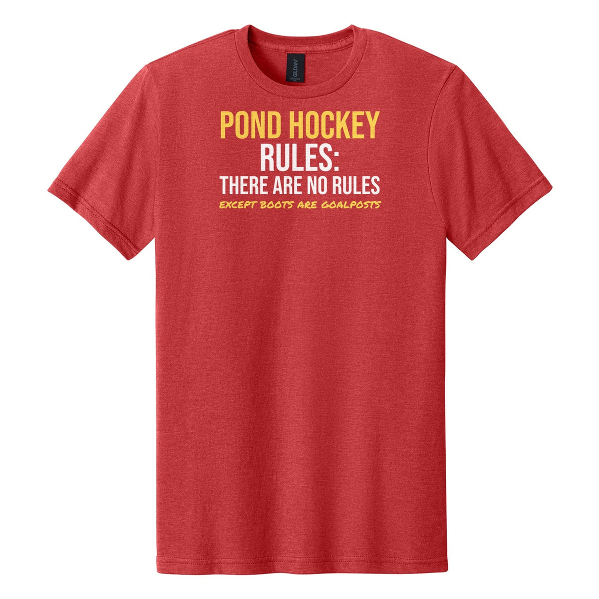 Pond Hockey Rules No Rules hockey tee in Red Mist