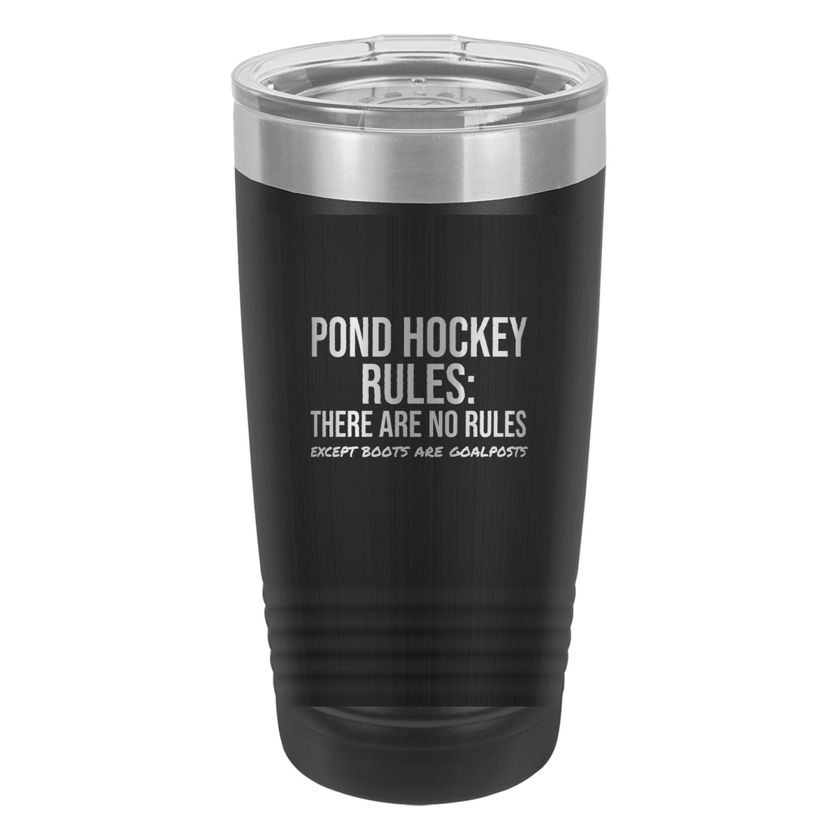 Pond Hockey Rules No Rules hockey tumbler in Black