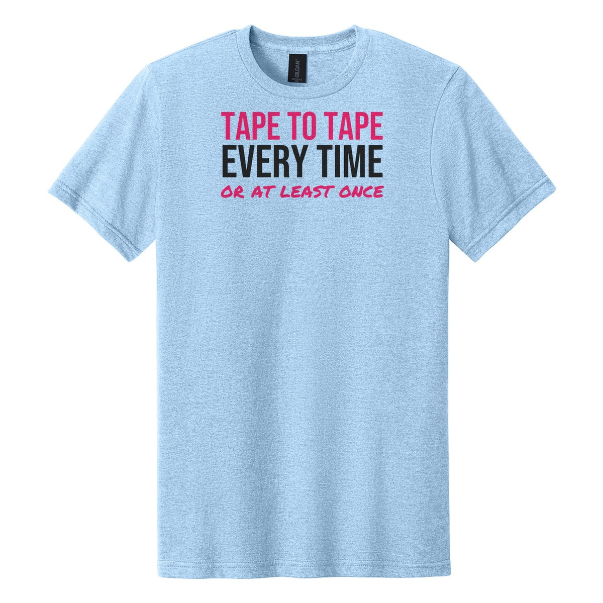 Tape To Tape Every Time hockey tee in Light Blue Mist