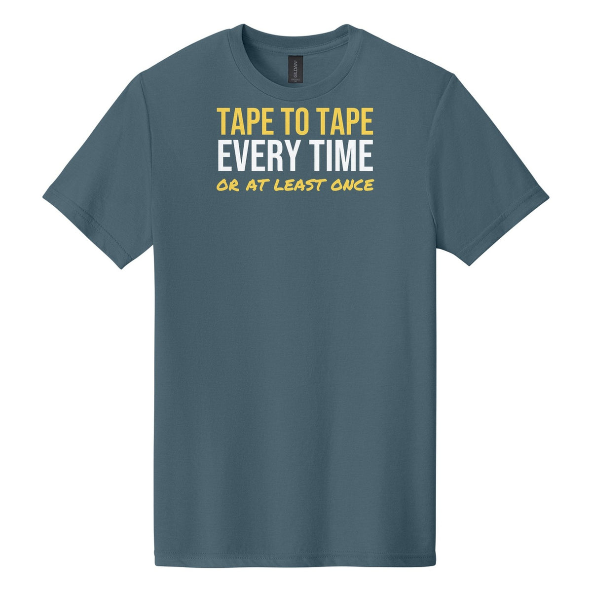 Tape To Tape Every Time hockey tee in Steel Blue