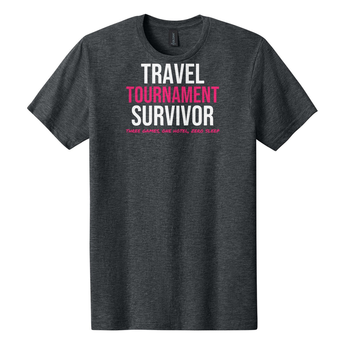 Travel Tournament Survivor hockey tee in Dark Heather