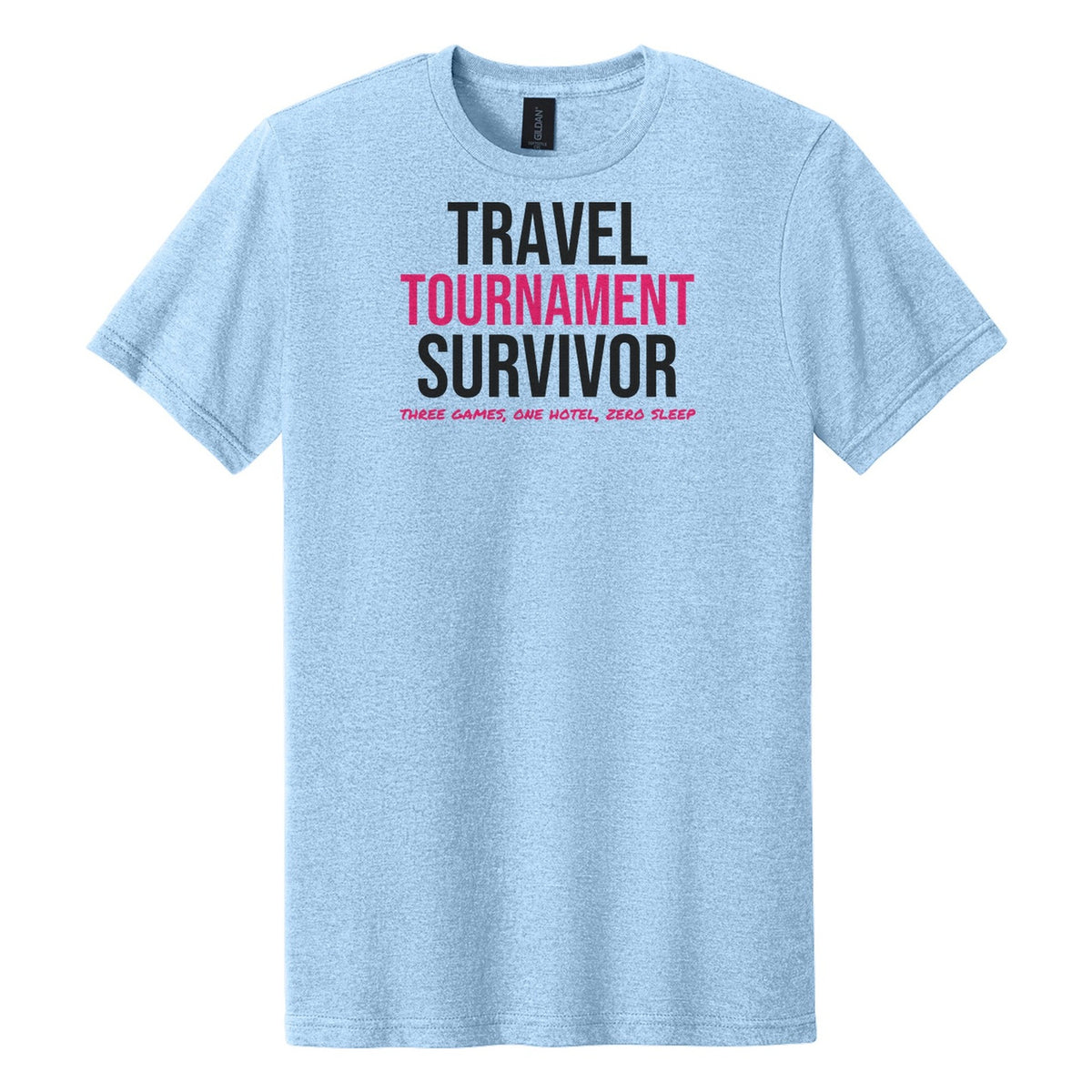 Travel Tournament Survivor hockey tee in Light Blue Mist