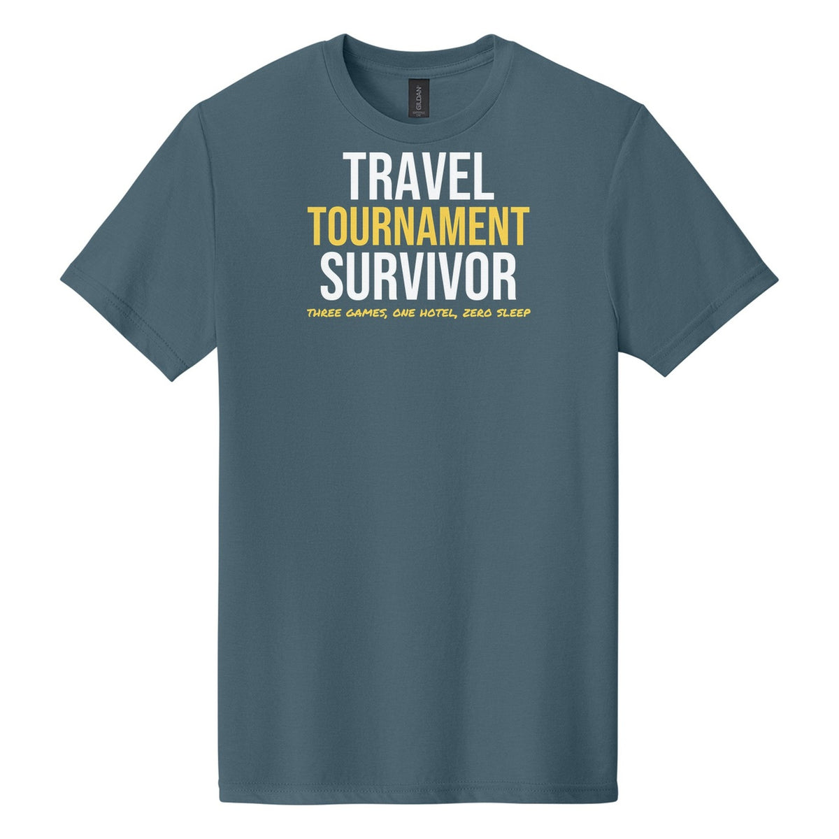 Travel Tournament Survivor hockey tee in Steel Blue