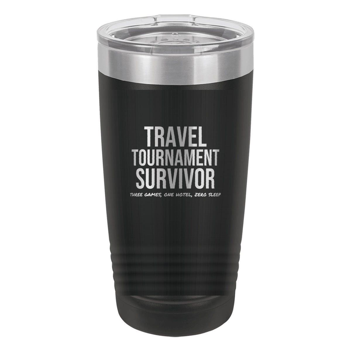 Travel Tournament Survivor hockey tumbler in Black