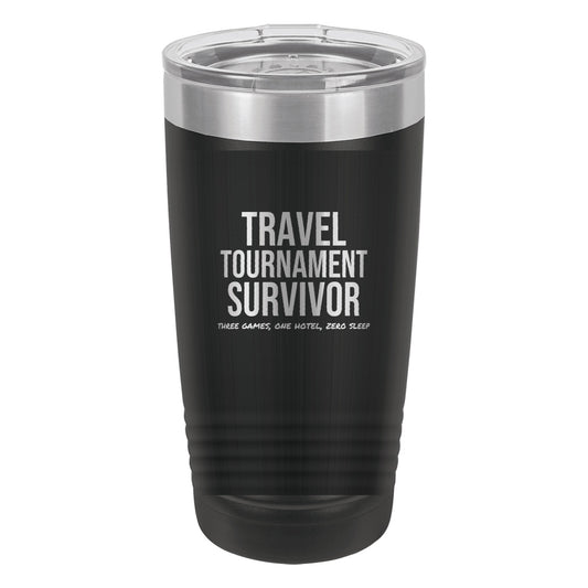 Travel Tournament Survivor hockey tumbler in Black