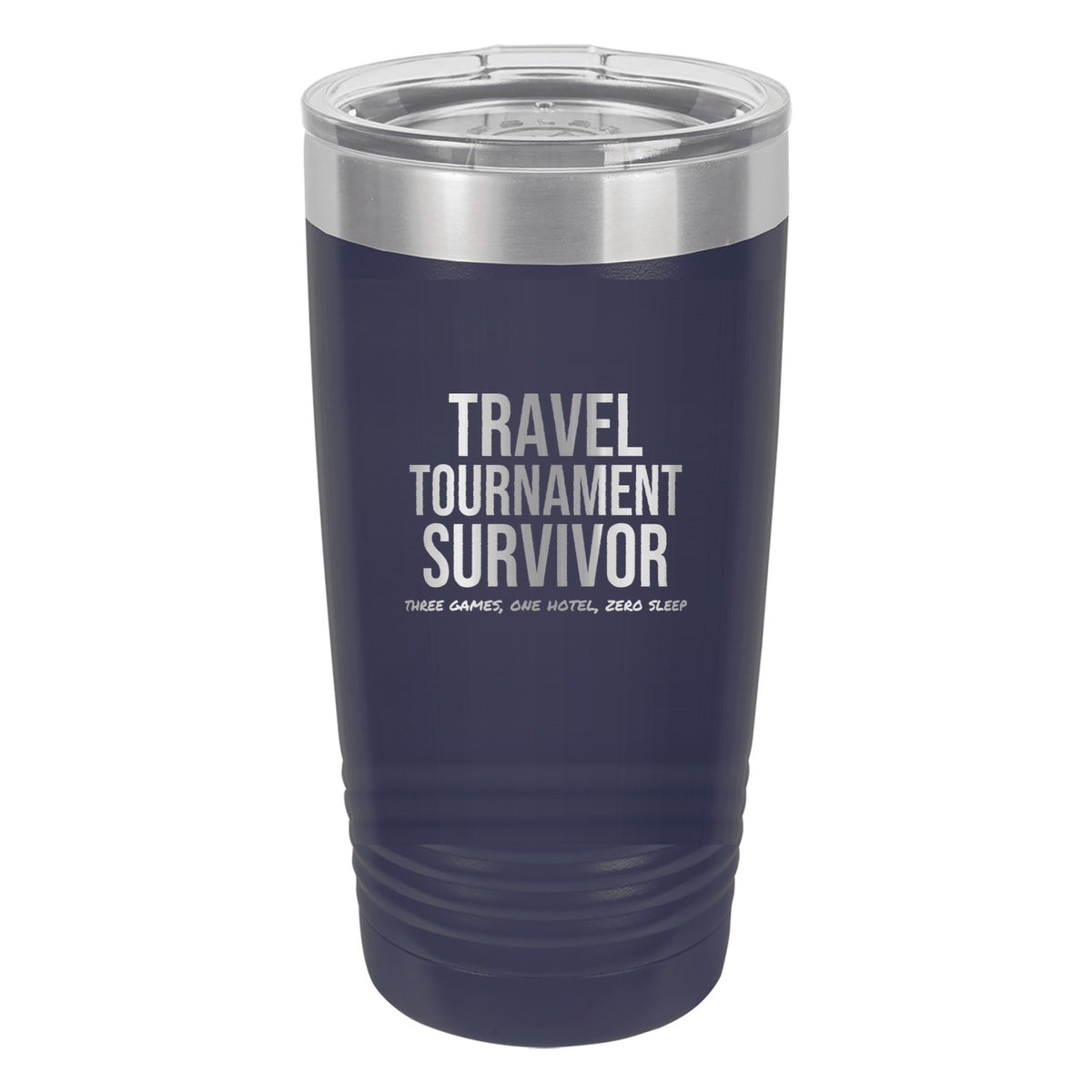 Travel Tournament Survivor hockey tumbler in Navy Blue