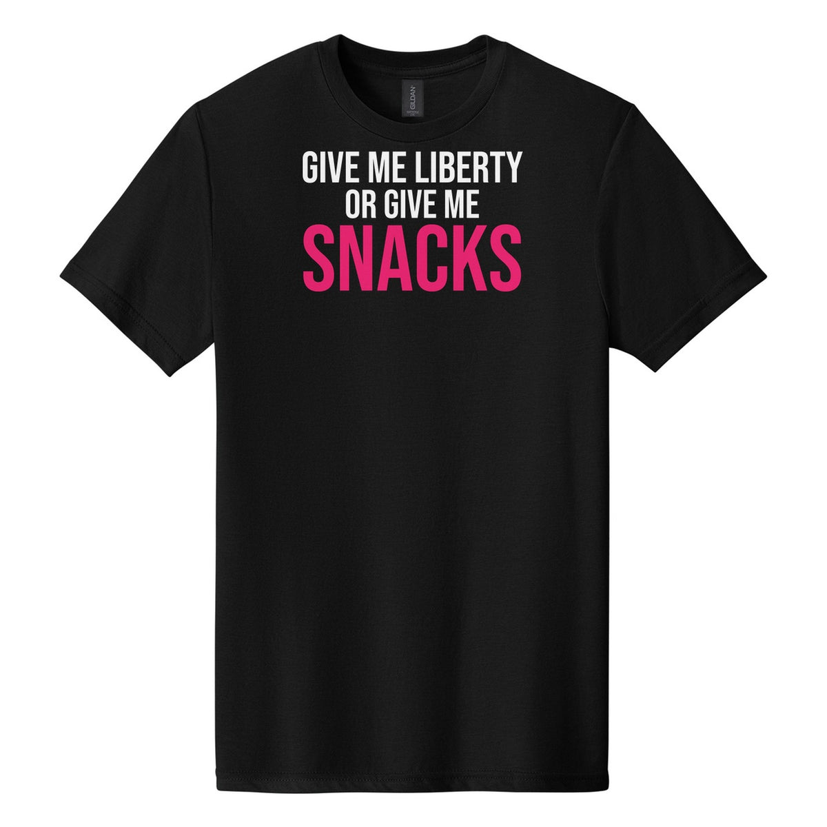 Give Me Liberty Or Give Me Snacks tee on Gildan Softstyle CVC 64000CVC in Pitch Black