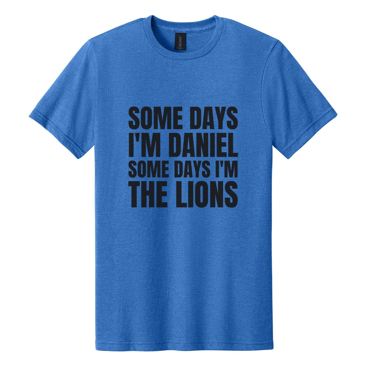 Some Days I'm Daniel. Some Days I'm the Lions tee in Royal Mist, Anton font, Black ink