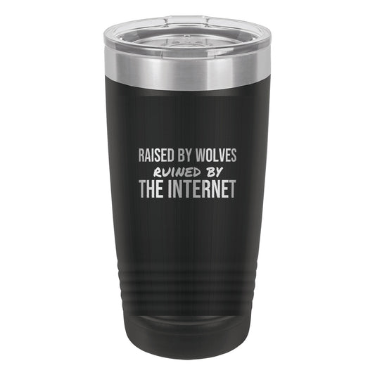 Raised By Wolves laser etched 20 oz Polar Camel ringneck tumbler in Black
