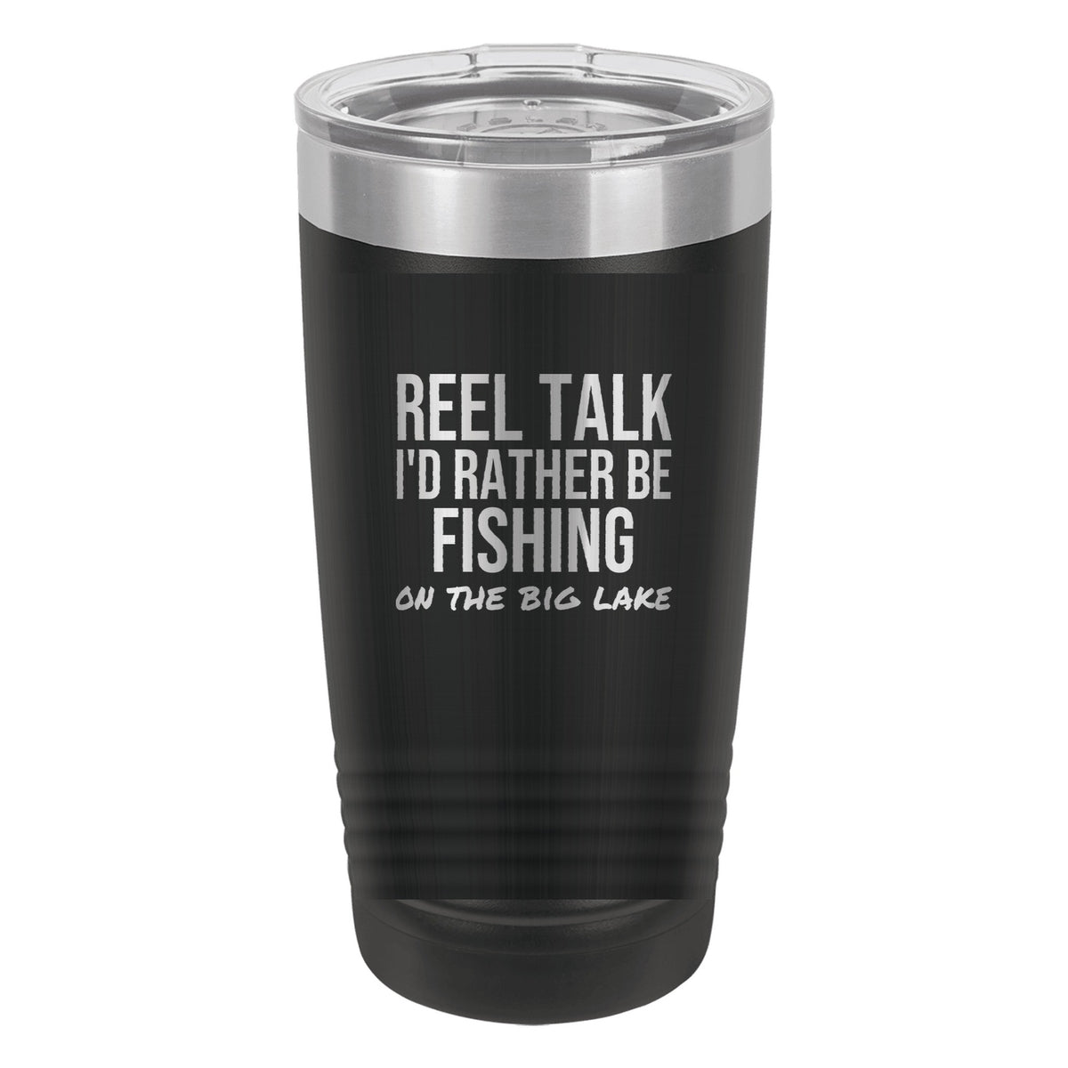 Reel Talk laser etched 20 oz Polar Camel ringneck tumbler in Black