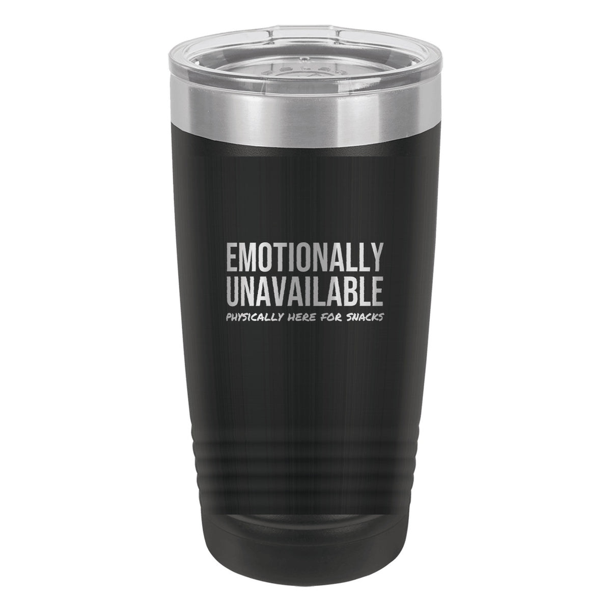 Here For The Snacks laser etched 20 oz Polar Camel ringneck tumbler in Black