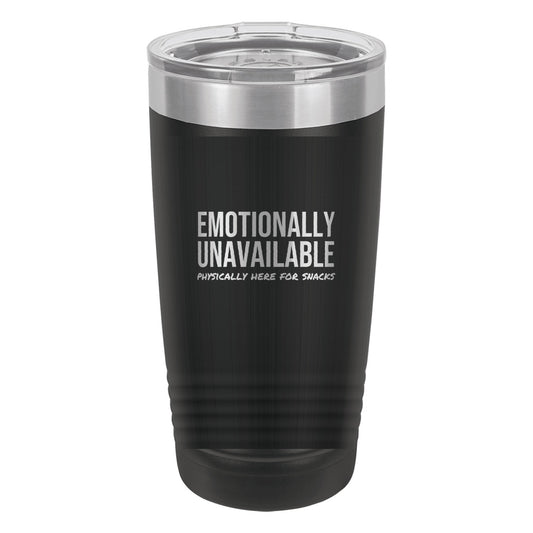 Here For The Snacks laser etched 20 oz Polar Camel ringneck tumbler in Black