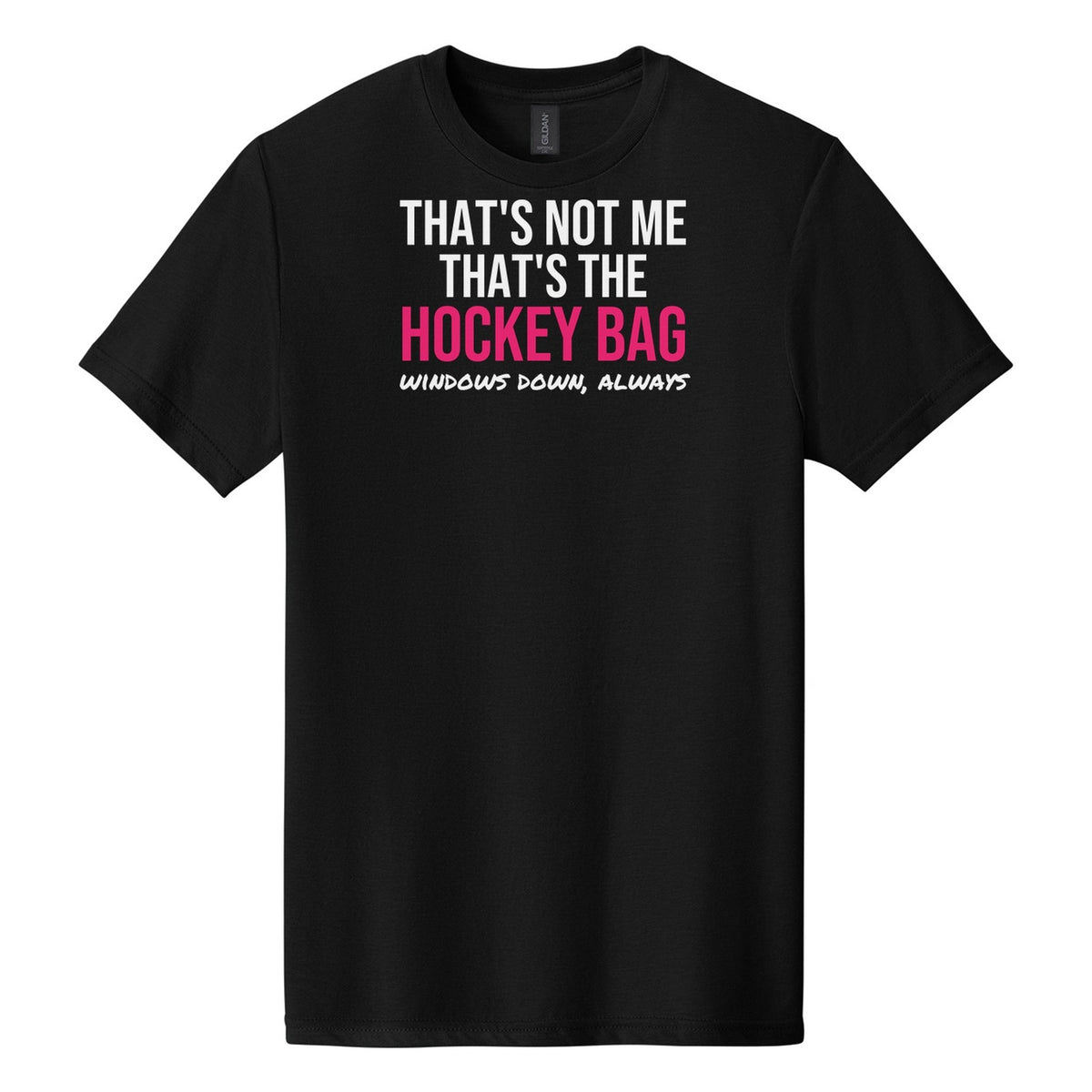 That's Not Me That's The Hockey Bag tee in Pitch Black