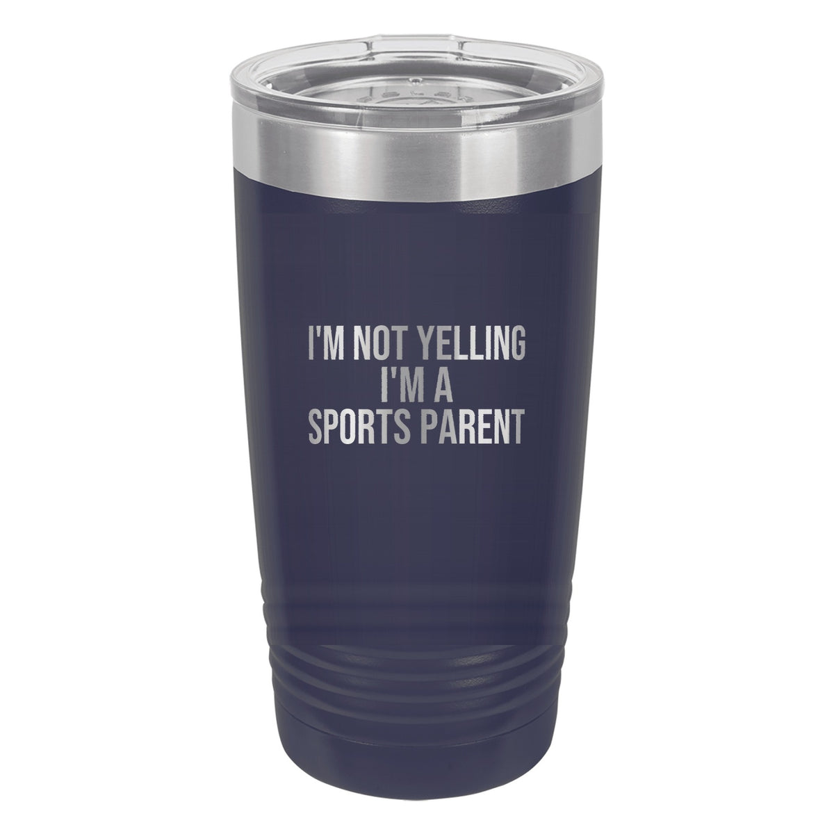I'm Not Yelling I'm A Sports Parent tumbler in Navy Blue