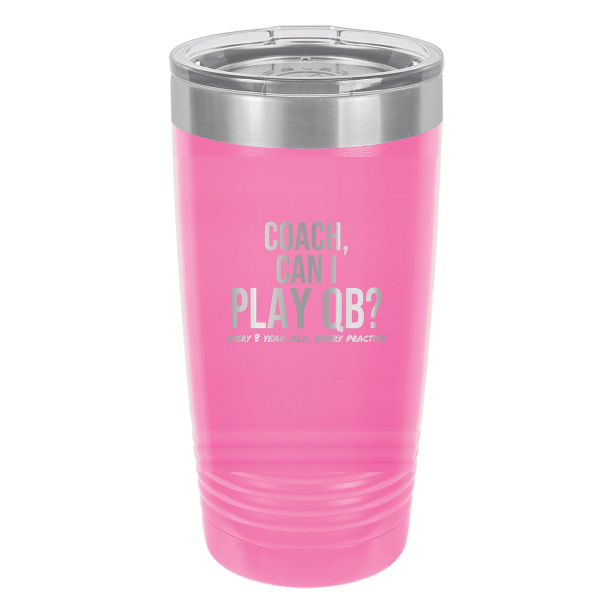 Coach Can I Play QB tumbler in Pink