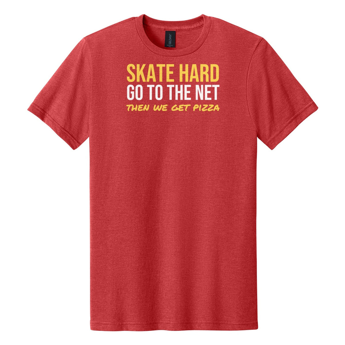 Skate Hard Go To The Net tee in Red Mist