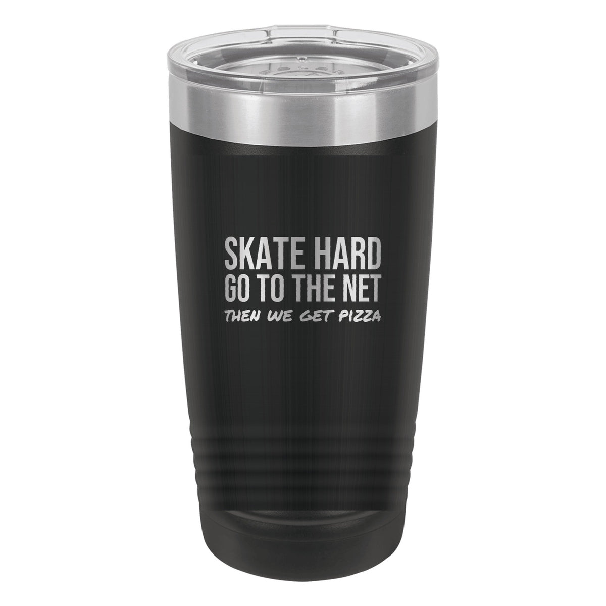 Skate Hard Go To The Net tumbler in Black