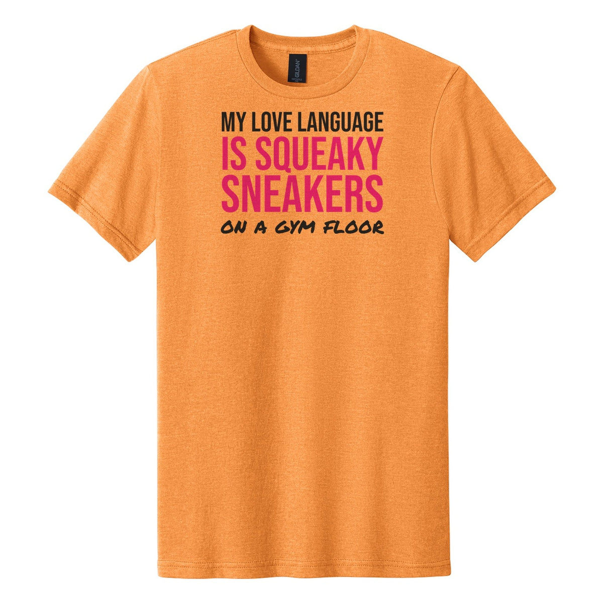 My Love Language Is Squeaky Sneakers tee in Tangerine Mist